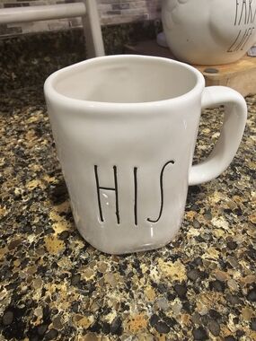 Rae Dunn Magenta White HIS Ceramic Coffee Mug - Simple Farmhouse Style